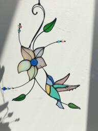 Hummingbird Stained Glass Suncatcher Farmhouse Home House Decor Bird Window Wall Hangings. Living Kitchen Room Art - thumbnail 1