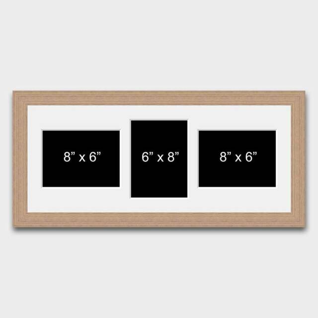 "Oak Veneer Multi Photo Frame - Collage Picture Frame, Holds 3 8"" X 6" - image 1