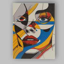 Bold Geometric Pop Art Female Face Portrait Canvas Wall Print Decor Picture Ready To Hang - thumbnail 1