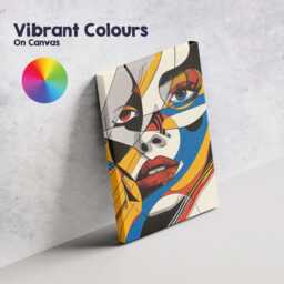 Bold Geometric Pop Art Female Face Portrait Canvas Wall Print Decor Picture Ready To Hang - thumbnail 4