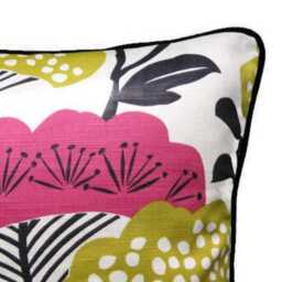 Sanderson Tree Tops Cushion Cover Magenta Gold Cotton Pillow - thumbnail 3