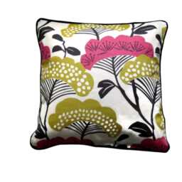 Sanderson Tree Tops Cushion Cover Magenta Gold Cotton Pillow - thumbnail 1