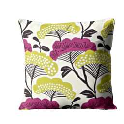 Sanderson Tree Tops Cushion Cover Magenta Gold Cotton Pillow - thumbnail 2