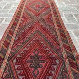 Antique 2'3x12'9 Turkmen Runner Rug - Vintage Hand-Knotted Wool Moshwani , Oriental Geometric Design Kitchen Hallway - thumbnail 4