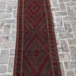 Antique 2'3x12'9 Turkmen Runner Rug - Vintage Hand-Knotted Wool Moshwani , Oriental Geometric Design Kitchen Hallway - thumbnail 2