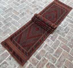Antique 2'3x12'9 Turkmen Runner Rug - Vintage Hand-Knotted Wool Moshwani , Oriental Geometric Design Kitchen Hallway - thumbnail 1