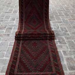 Antique 2'3x12'9 Turkmen Runner Rug - Vintage Hand-Knotted Wool Moshwani , Oriental Geometric Design Kitchen Hallway - thumbnail 3