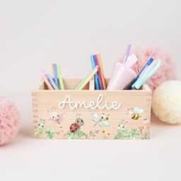Personalized Pencil Holder, Desk Organizer Wood With Acrylic Name, Cup School Enrollment, Gift Child Cone, Girl - thumbnail 2
