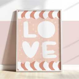 Love Print in Pink, Girl Bedroom Wall Art Print, Pastel Nursery Decor, Scandi Nursery, Teen - thumbnail 2