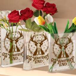 To Whatever End Book Vase, Fantasy Acrylic Throne Of Glass Inspired Decor, Lover Bookshelf Bookish Home Flower Vase - thumbnail 3