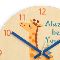 Kids Wall Clock - Giraffe With Personalizen Name, Wood Clock, Childrens Wall Clock Boys Girls - thumbnail 2