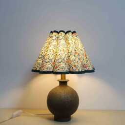 Handmade Floral Fabric Table Lamp Copper Ceramic Base, Green Trim-115# - thumbnail 4
