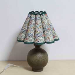 Handmade Floral Fabric Table Lamp Copper Ceramic Base, Green Trim-115# - thumbnail 3