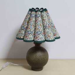 Handmade Floral Fabric Table Lamp Copper Ceramic Base, Green Trim-115# - thumbnail 2