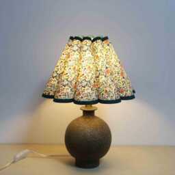 Handmade Floral Fabric Table Lamp Copper Ceramic Base, Green Trim-115# - thumbnail 1