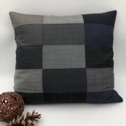 Handmade Patchwork Pillow Cover 45x50cm/18x20Inch - Scandinavian Style Geometric Pattern Hand-Quilting - thumbnail 1
