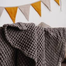 Linen Baby Blanket. Waffle Linen Organic Swaddle. Soft Nursery Kids Blanket.linen Cot Bed Blanket - thumbnail 3
