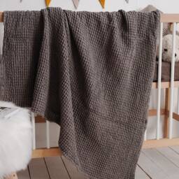 Linen Baby Blanket. Waffle Linen Organic Swaddle. Soft Nursery Kids Blanket.linen Cot Bed Blanket - thumbnail 2