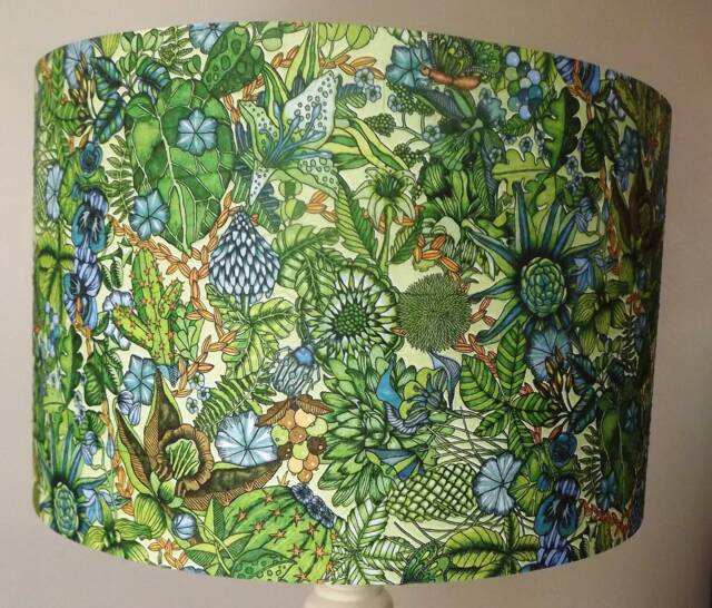 Green Jungle Lampshade Shabby Chic Birds Fatta Da Mamma Free Gift - image 1