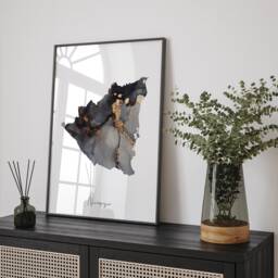 Nicaragua Map Black & Gold Wall Art Print [Ev] - thumbnail 1