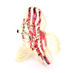 Miniature Glass Exotic Fish Little Sea Animal White Red Stripes Figurine Statue Hand Blown Decoration Collectible Small Craft Painted Figure - thumbnail 3
