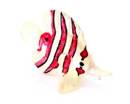 Miniature Glass Exotic Fish Little Sea Animal White Red Stripes Figurine Statue Hand Blown Decoration Collectible Small Craft Painted Figure