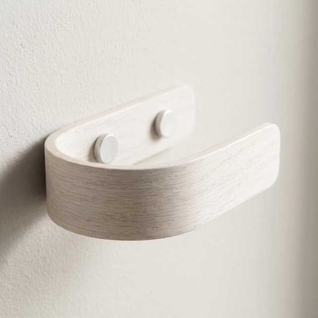 Curtain Holdbacks - White Tie Backs Wooden Hooks Contemporary Wall Mounted Chrome Fittings - image 1