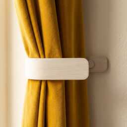 Curtain Holdbacks - White Tie Backs Wooden Hooks Contemporary Wall Mounted Chrome Fittings - thumbnail 4