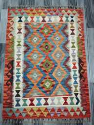 Kilim Rug Classic, Handmade Artisan Afghan Turkish Scandinavian Navajo Bohemian Wool Flatweave Multicolour 120x87 cm - thumbnail 1