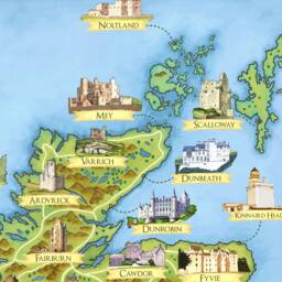 Scottish Castles - Illustrated Map Scotland Print Poster Dunnottar Edinburgh Dean Culzean Inveraray Stirling Glamis Cawdor - thumbnail 3
