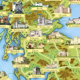 Scottish Castles - Illustrated Map Scotland Print Poster Dunnottar Edinburgh Dean Culzean Inveraray Stirling Glamis Cawdor - thumbnail 2