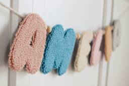 Personalized Punch Needle Wall Hangings, Baby Shower Party Favors, Boho Nursery Decor, Felt Garland, Name Banner, Ornaments - thumbnail 1