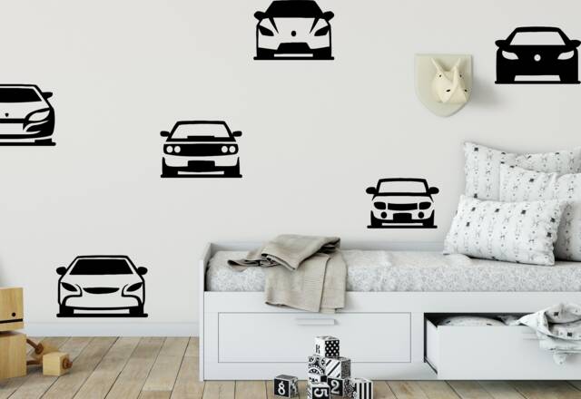 Cars Wall Decal, Sports Theme Art, Nursery Decor, Boys Room Diy Nm079 - image 1