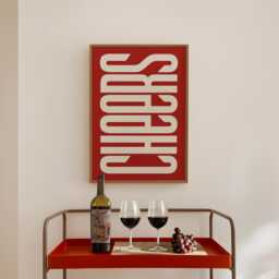 Cheers Print - Typographic Poster Wall Art Aesthetic Trendy Kitchen Artwork Cocktail Bar Decor Drink Lovers - thumbnail 1