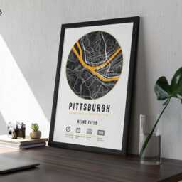 Pittsburgh Steelers Stadium Map Print Unique Framed Gift - For Him Dad Brother Granddad Uncle American Football Poster Decor - thumbnail 3