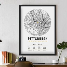 Pittsburgh Steelers Stadium Map Print Unique Framed Gift - For Him Dad Brother Granddad Uncle American Football Poster Decor - thumbnail 2