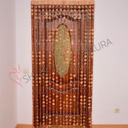 Handmade Wooden Beaded Door Curtain Beech Wood Decor, Custom Size - thumbnail 2
