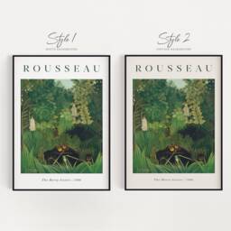 Henri Rousseau Jungle Print The Merry Jesters, Exotic Tropical Art - thumbnail 3