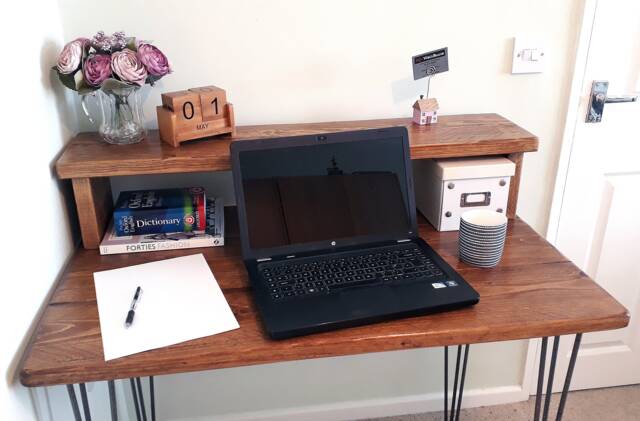 Rustic Reclaimed Hairpin Leg Desk With Shelf - Pc/Computer/Writing Free Delivery - image 1