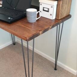 Rustic Reclaimed Hairpin Leg Desk With Shelf - Pc/Computer/Writing Free Delivery - thumbnail 3