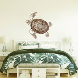 Tribal Turtle Wall Decal Bathroom, Nautical Bedroom Decor, Tortoise Vinyl Sticker Kids Room, Underwater Ocean Sea Life Animal S33 - thumbnail 2