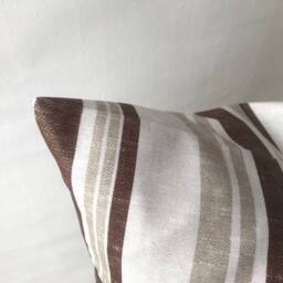 Brown Ivory & Beige Striped Throw Pillow Cover , Minimalist Color Block Stripe Cushion Case Modern Farmhouse Trendy - thumbnail 3