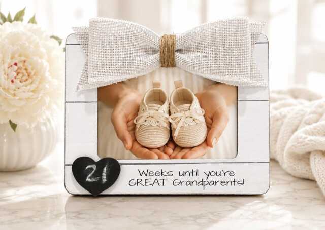 Great Grandparents Pregnancy Announcement Frame, Baby Reveal Gift, Grandparent Countdown Custom Photo Gift - image 1