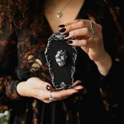 Anatomical Heart Coffin Wall Hanging - Handmade Gothic Decor Witchy Gallery Filler Romantic Goth Valentine Gift Dark Academia Art - thumbnail 3