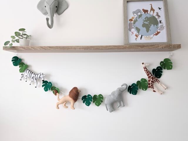 Safari Animal Garland, Safari Wall Decor, Jungle Nursery Baby Shower Gift, Theme Bedroom, Banner - image 1