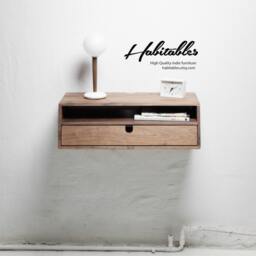 Hallway Table Entryway Floating Console in Solid Walnut/Oak Wood - thumbnail 2