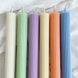 Tall Ribbed Pillar Candle Vegan Soy Wax Dinner Candle - thumbnail 2
