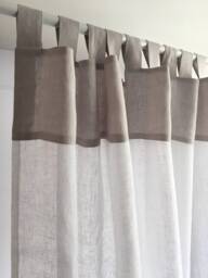 Sheer White Linen Curtains, Stone Washed Tab Top Curtain Panel - thumbnail 1