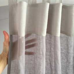 Sheer White Linen Curtains, Stone Washed Tab Top Curtain Panel - thumbnail 4