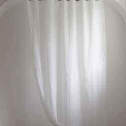 Sheer White Linen Curtains, Stone Washed Tab Top Curtain Panel - thumbnail 2